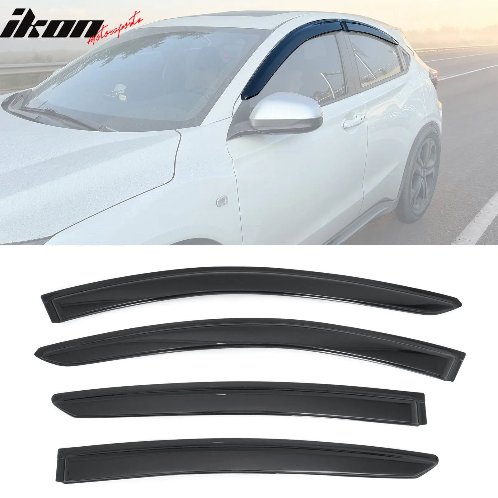 Window Visors for Honda HR-V 2016-2022 Smoke Acrylic Rain Sun Vent Deflectors Side Door Guard Windshiled 4PCS Set