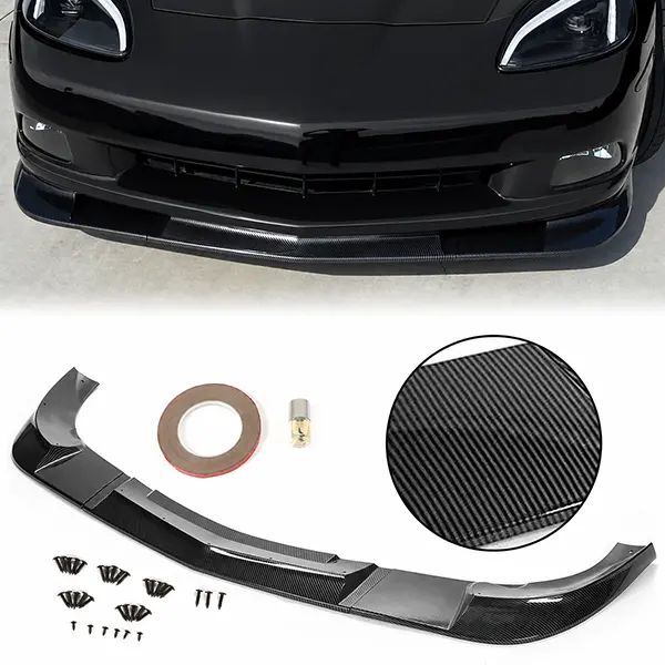 For 05-13 Corvette C6 Base Front Lip Splitter ZR1 Style Carbon Fiber Look