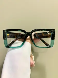 Unisex Fashion Glasses, Simple Elegant Design, Stylish Trendy Eyewear, Eyewear for Women and Men All Seasons, PC Frame, Square Frames Eyeglass, Decorative Eyeglasses