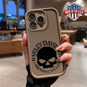 Harley Davidson Skull Stylish Pattern Aesthetic Phone Case for iPhone Samsung 17    16 15 14 ProMax 13 12 11 XR XS Plus Air Galaxy S26 S25 S24 S23 S22 S21 Ultra Shockproof Anti Drop anti-fall Durable Impact Resistant Anti Scratch Soft TPU Cover gift