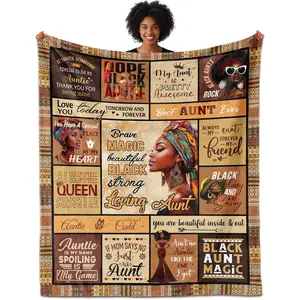 African American Aunt/Auntie Gifts Blanket 60"X50", Black/Afro Aunt Birthday Gifts, Auntie Encouragement Inspirational Gifts for Mothers/Valentines Day Juneteenth Christimas