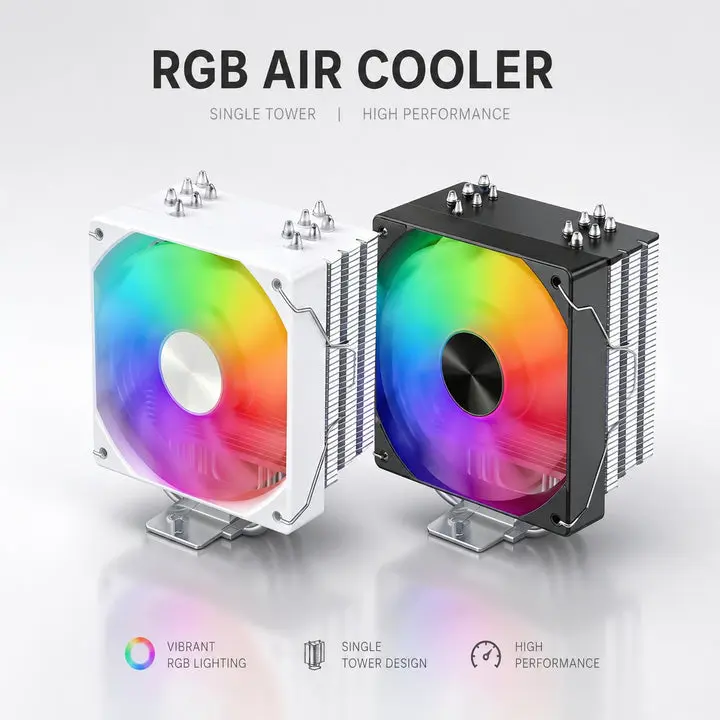HotBell 120mm ARGB PWM CPU Air Cooler, Single-Tower Cooler with 6 Heat Pipes, 1800 RPM, for Intel LGA1851/1700/1200/115X and AMD AM5/AM4