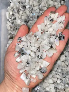Bulk Rainbow Moonstone Chips (1 lb. Bag) Size 8mm to 12mm, Natural Rainbow Moonstone Gemstone Chips, White Labradorite