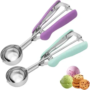 Cookie Scoop Set, Stainless Steel Cookie Dough Scoops with Lavender & Mint Green Ergonomic Handles, Professional Metal Scooper for Baking, Ice Cream & Cupcakes, 2 Tbsp&3 Tbsp