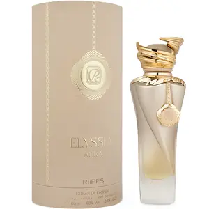 riiffs Elyssia Aura Extrait de Parfum - 3.4fl.oz (100ml) Vegan Unisex Aromatic Citrusy Fragrance, Soft Gold Brushed Glass Bottle, Vanilla Cream & Cognac Notes, Single Item