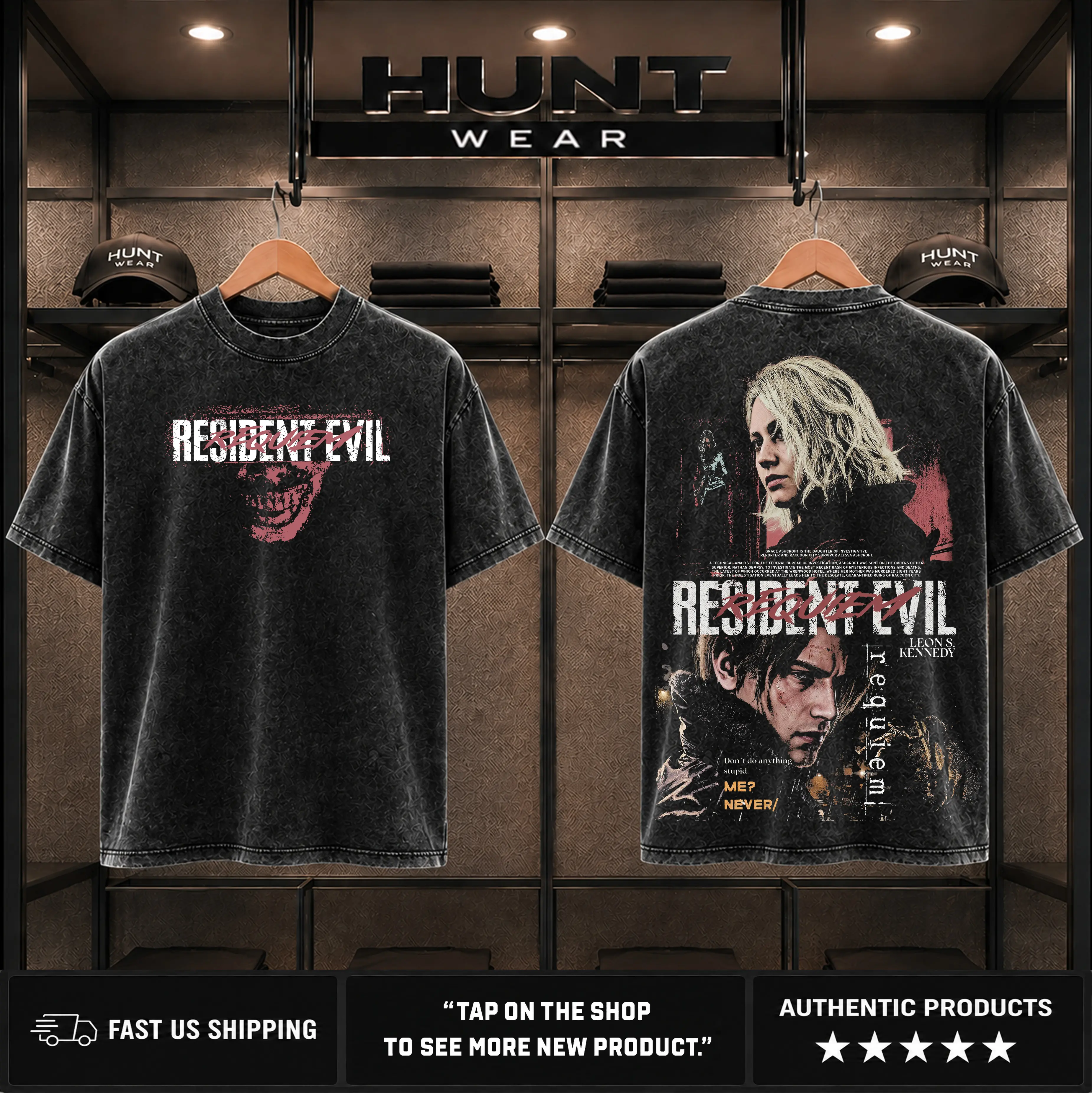 Resident Evil Requiem v9 horror Game Tshirt 2 Sided Cotton unisex graphic tees game anime manga movie Menswear Casual gamer merch t-shirt Clothes Top