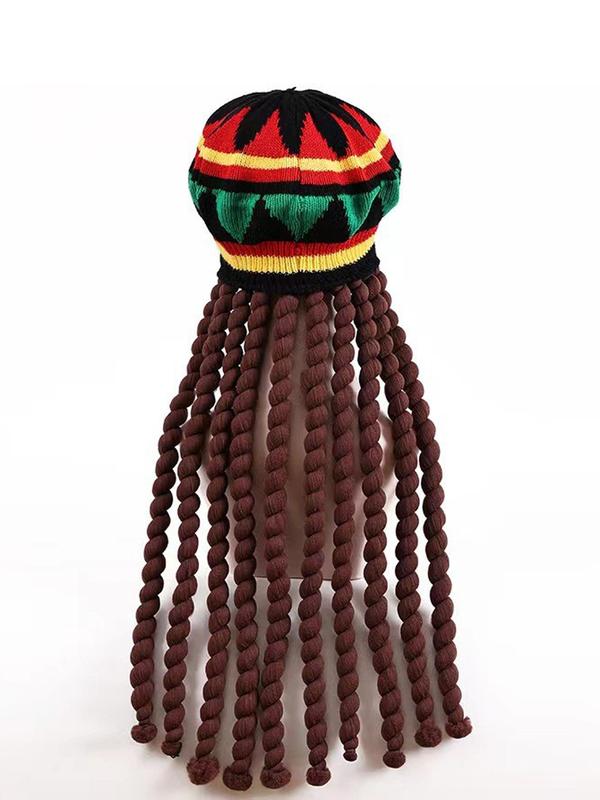 1pc Jamaican Rasta Hat with Black Dreadlocks Braids | Party Costume Wig Accessory