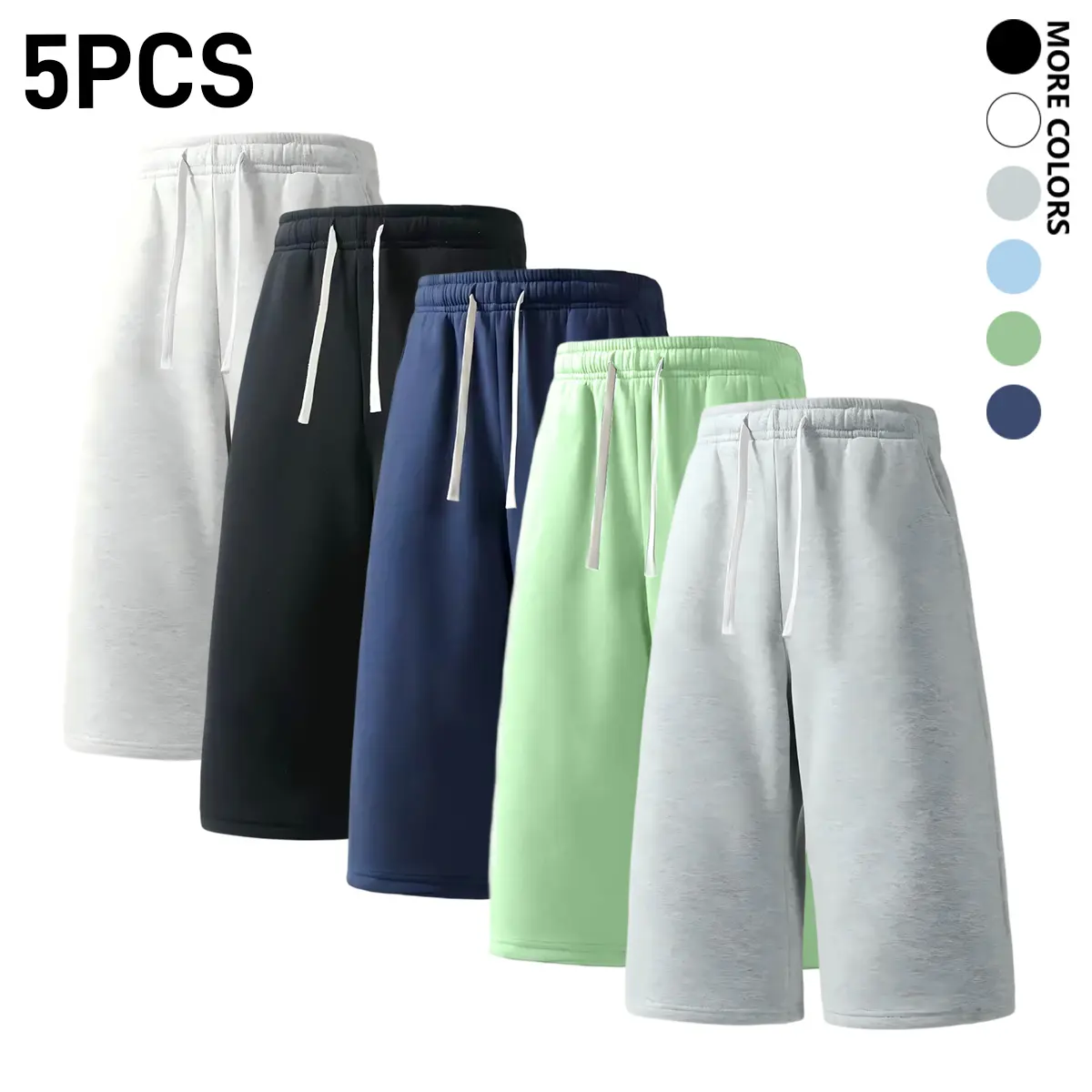 Men’s three-quarter shorts—sporty, versatile, loose drawstring straight-leg shorts with cotton fabric; a simple, stylish basic design ideal for street and outdoor everyday wear.