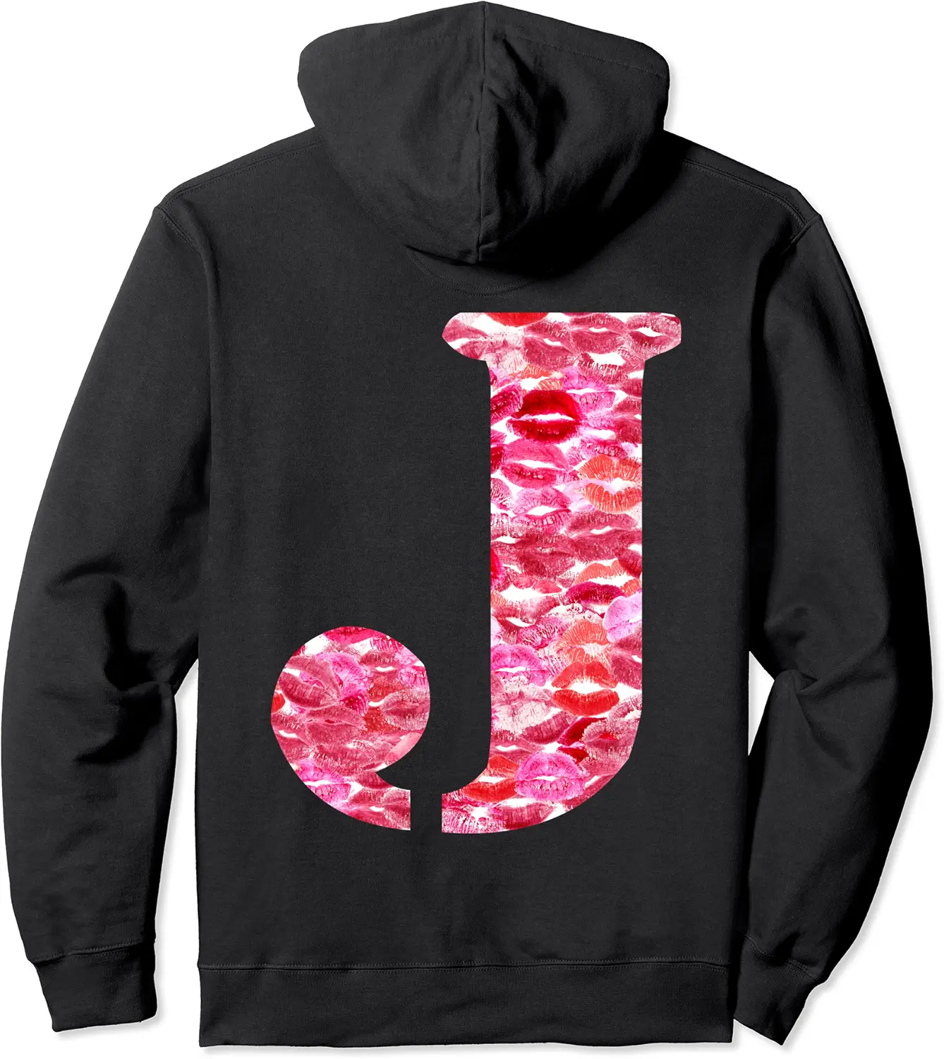 Back Print Only - Lipstick Kisses For Boyfriend Letter J Pullover
