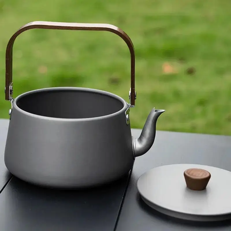 Portable Camping Teapot 1.1L Camp Coffee Pot Outdoor Water Kettle Aluminium Alloy Pinic Coffee Maker For Camping Cookware