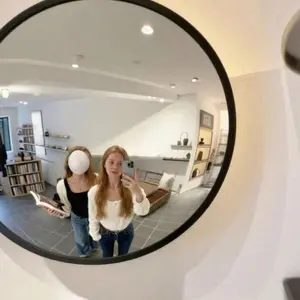Wide Angle Round Convex Mirror, Fisheye Effect Wall Mirror for Living Room, Modern Industrial Aesthetic Decor, Trendy Selfie Prop & Home Accent