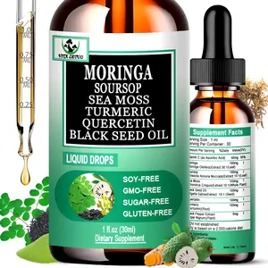 Moringa Drops - Liquid Drops with Soursop, Sea Moss, Black Seed Oil & Turmeric for Energy, Immunity & Digestive Support (30 Servings) Healthcare Supplement