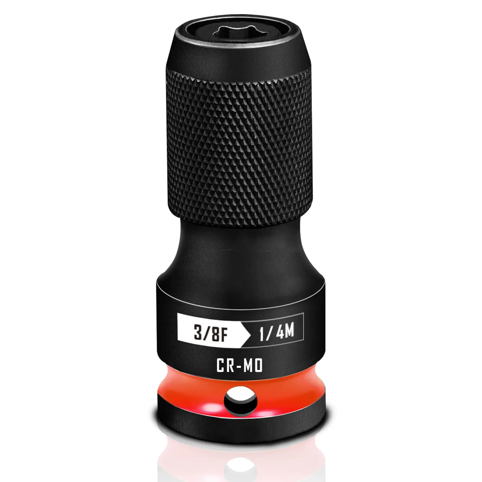 Quick Release Impact Bit Holders 3/8-Inch Square Drive to 1/4-Inch Hex Socket Adapter, CR-MO Steel, Red Hand Ratchets Versatile