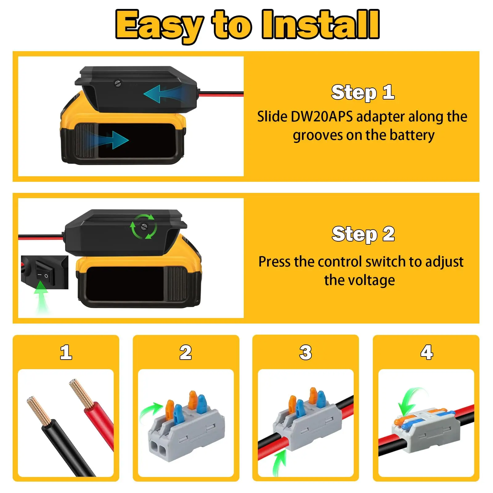 dewalt 20v to 12v cigarette lighter adapter Step-Down Converter Compatible with 20V Battery, DC 12V 20A 240W Voltage Reducer Regulator for Golf Cart RC Car LED Lights DIY Toys a 100 W USB cord 20V to 12V Step-Down Converter