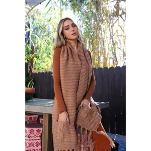 Chunky Oversized Pocket Scarf Knitted Shawl