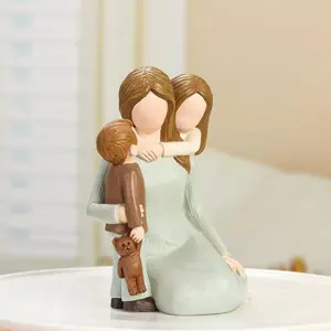 Mother & Son & Daughter Hugging Design Decoration, Resin Crafts Decoration, Home Decor for Living Room Bedroom Bedside Study Porch Coffee Table, Ornaments
