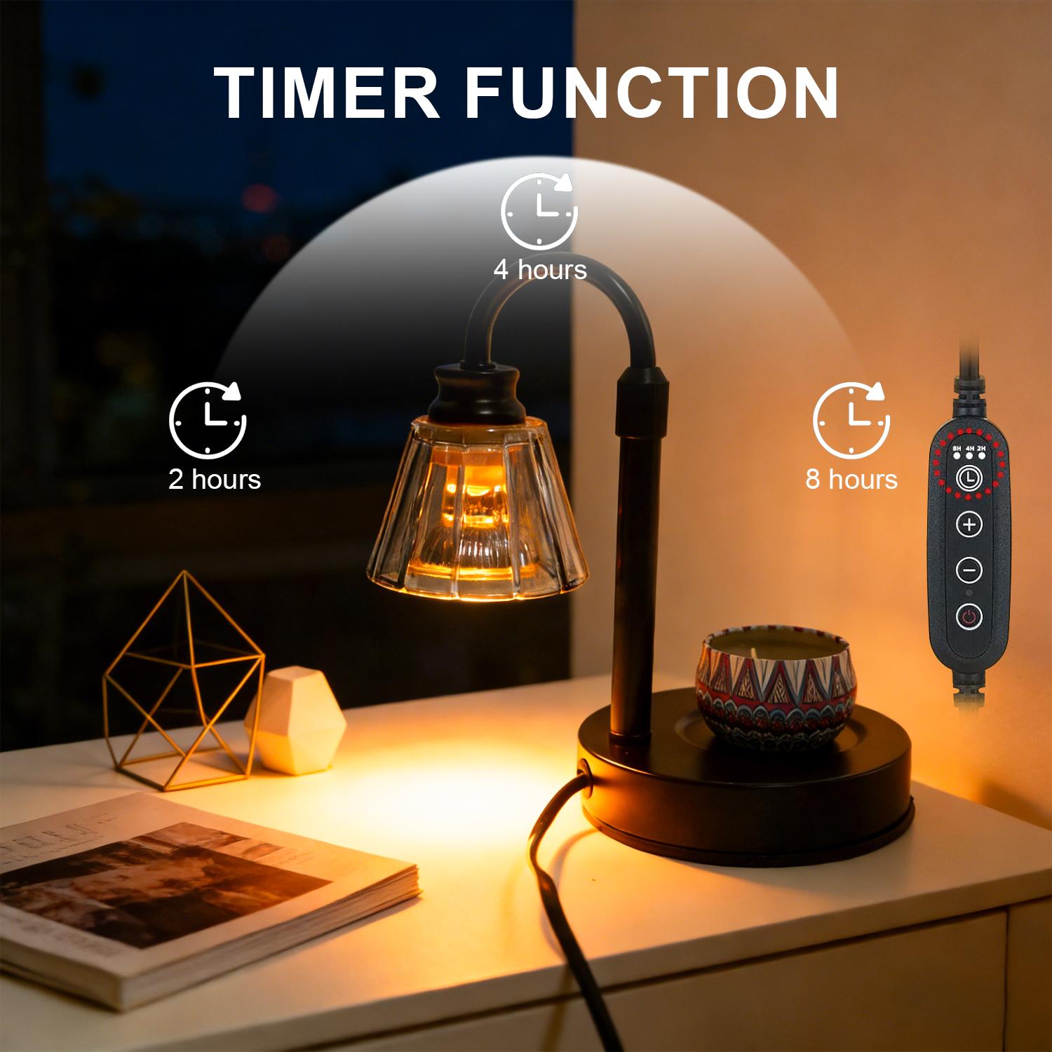 Candle warmer lamp with 2/4/8-hour timer and dimmable function, height adjustable wax melt warmer, suitable for jar candles, flameless home fragrance lamp, ideal as a birthday gift for women and moms, and a housewarming gift