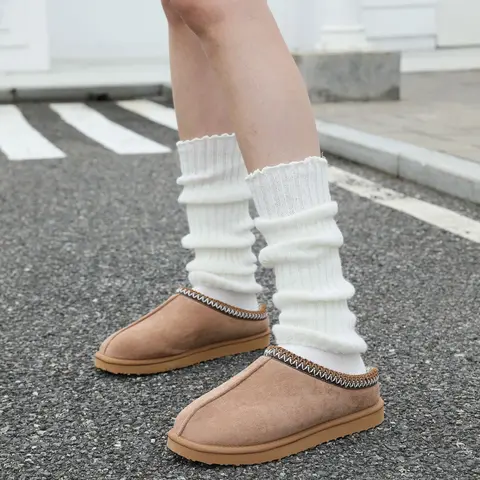 Women's Platform Slippers for Women  Indoor and Outdoors Slippers Slip On Fur Fleece Lined Suede Short Ankle Boots Indoor and Outdoor Furry Warm House Slippers Anti-Slip Boot for Outdoor