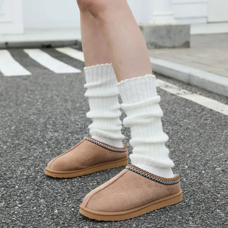Women's Platform Slippers for Women  Indoor and Outdoors Slippers Slip On Fur Fleece Lined Suede Short Ankle Boots Indoor and Outdoor Furry Warm House Slippers Anti-Slip Boot for Outdoor
