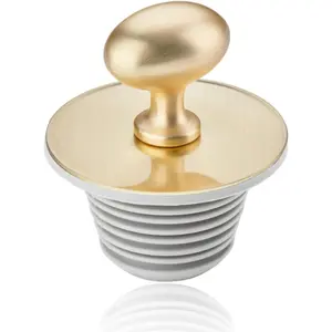 Rubber Bathtub Drain Stopper, Bathroom Bathtub Plug, Easy to Use, Suitable for Bathtub Drain Plug Replacement (Gold)
