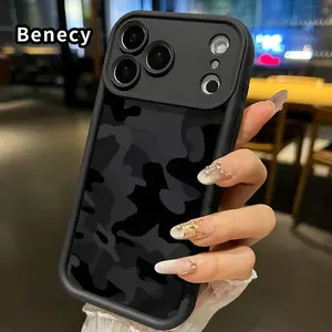 Stealthy Shadow Camo Pattern TPU Phone Case for iPhone 17 Pro Max 16 15 14 Plus 13 12 Mini 11 XR X XS Air E Shockproof Full Camera Protection Durable Slim Silicone Cover Smartphone Casing