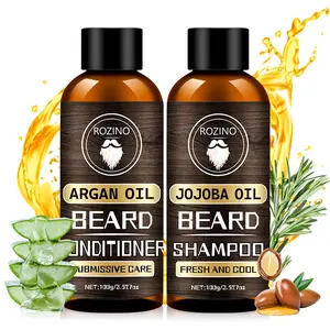 Rozino Jojoba Oil Beard Shampoo & Argan Oil Beard Conditioner - Smooth Beard Care with Mild Cleaning & Moisturizing Benefits - 100g Each