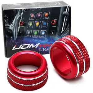 iJDMTOY 2pcs Sports Red Anodized Aluminum Stereo/Radio Volume & Tune Cover Rings, For Subaru 2020-up Legacy, Outback, 2022-up WRX or WRX STI