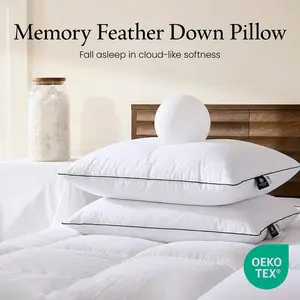 Live APSMILE Memory Goose Feather Down Pillow 2-Pack, Breathable Organic Cotton Shell, Super Soft Supportive Fill, Ideal for All Sleep Positions, Luxury Hotel Feel, Limited Time Summer Savings
