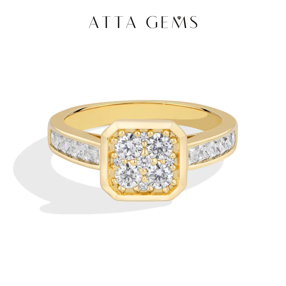 ATTAGEMS D Color VVS1 Grade Synthetic Moissanite Ring For Women S925 Sterling Silver Cluster Engagement Ring Fine Jewelry Gift For Daily Anniversary Wear R420 summerwins, Engagement Wedding Rings