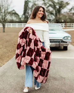 Hugs Devin Pink Checkered Blanket