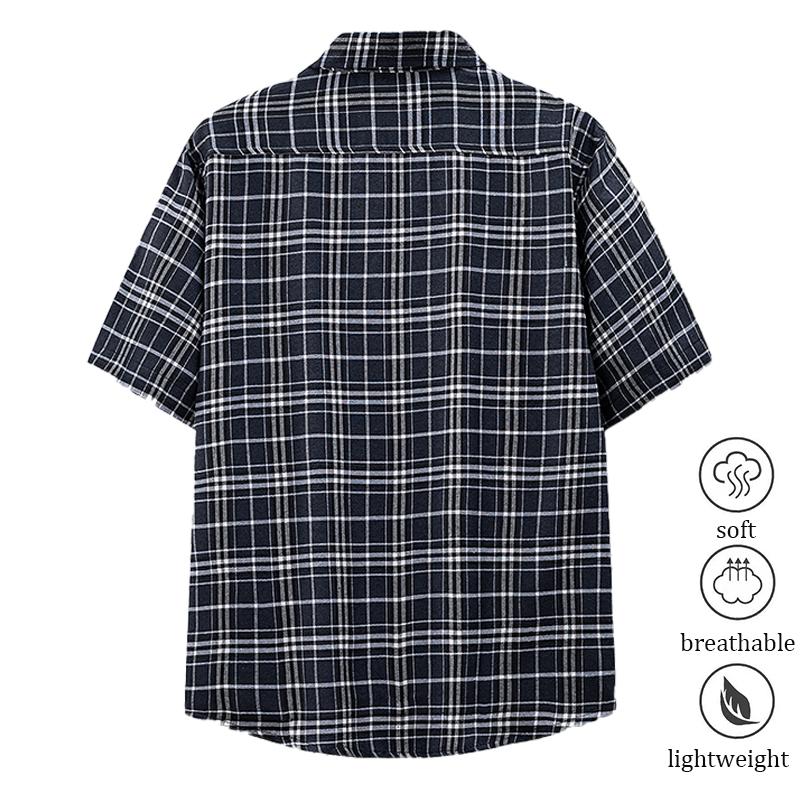 Pack of 4 men’s striped Western button-up shirts; plaid shirt with a notched collar,  cotton dress shirt fabric; regular fit;men’s tops ideal for summer beach trips, outings, and everyday outdoor activities. Polo Shirt Men's Quick-Dry Set Lightweight