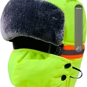Winter Reflective Hat - Stylish Design for Men, Comfortable Fit, Ideal for Outdoor Activities, Green with Orange Stripe Detail