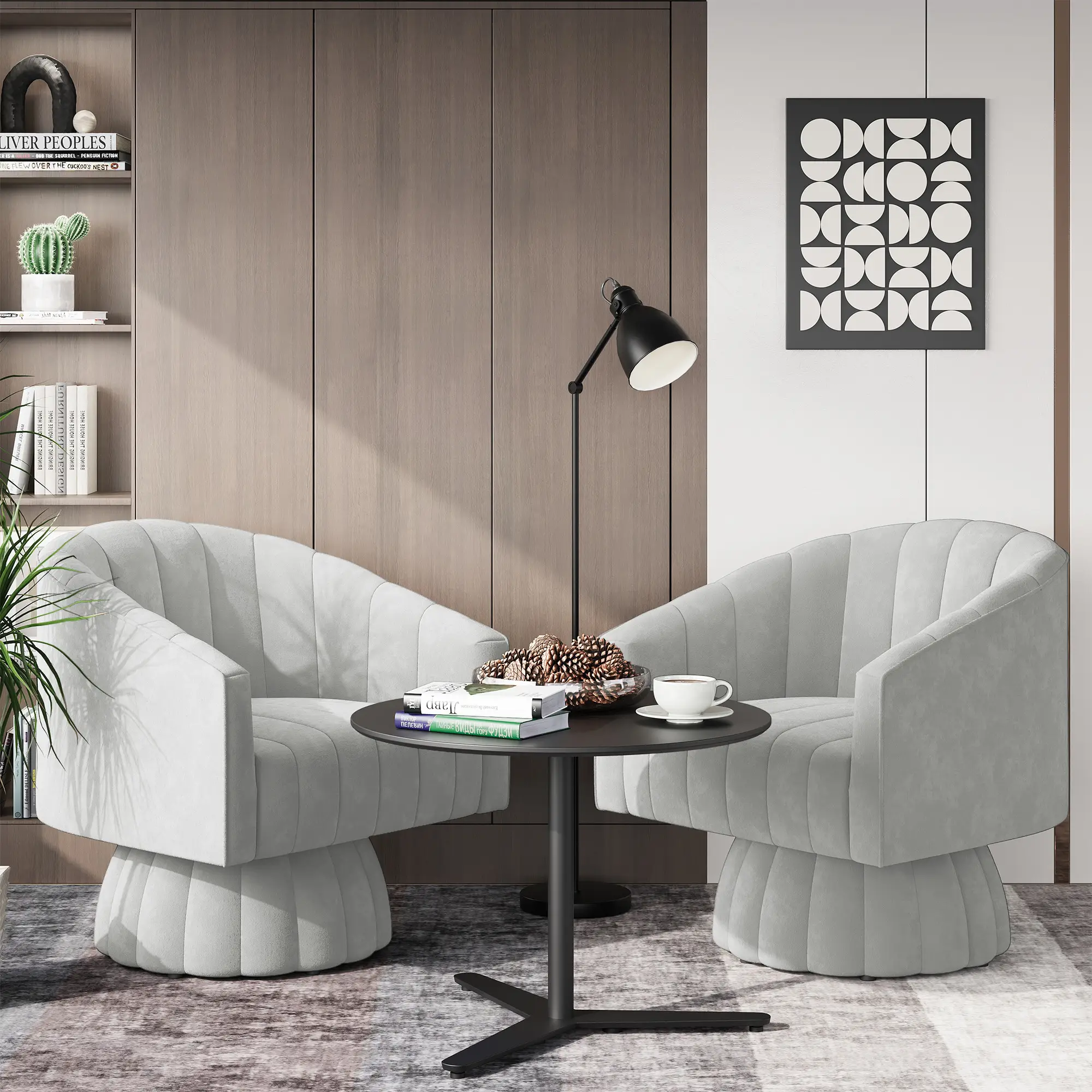 YOUDENOVA Modern Velvet Swivel Accent Chair 360° Rotating Ergonomic Vanity Home Living Room Armchair with High Density Sponge & Easy Assembly