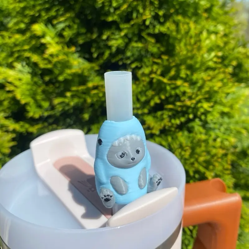 Kitty Shark Straw Toppers and Charms for Stanley Tumbers & 9.5mm Straws with Durable PLA Design - Stylish, Beverage