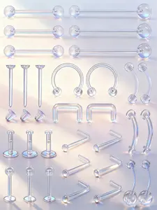 31pcs Clear Piercing Retainers, Bioflex Nose Rings, Belly Rings, Septum, Eyebrow, Lip, Cartilage, Tragus, Earring Retainers, Nose Piercings Kit