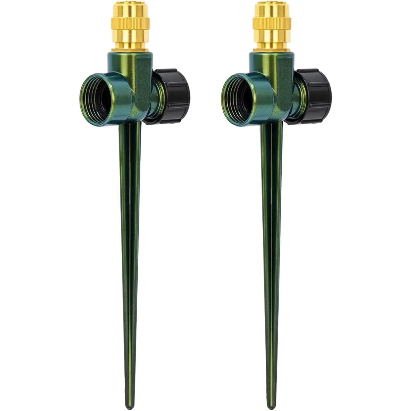 RESTMO 2 Pack Heavy-Duty Full-Metal Lawn Sprinkler for Yard with Durable Brass Nozzle, Premium Spike Base, 360° Large Area Coverage Lawn Sprinkler for Patio and Garden Irrigation