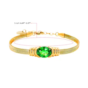 18K Gold Plated Emerald Bracelet Anti-Oxidation High Polish Stackable Daily Wear Gift for Women Perfect Gift for Her Mother's Day Gift Ideas*