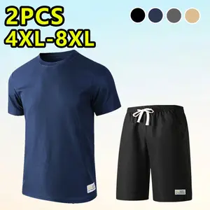 New Summer Oversized Men’s Short-Sleeve Set  Comfortable Waffle Fabric, Premium Feel, Plus Size for Everyday Casual Wear and Outdoor Activities  Available in Multiple Colors