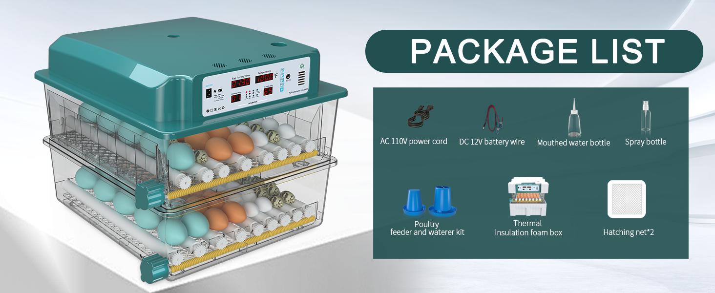 Chalixion 120 Large Capacity Incubator, Auto Rotation, Digital Temp & Humidity Control, Water Injection, Adjustable System