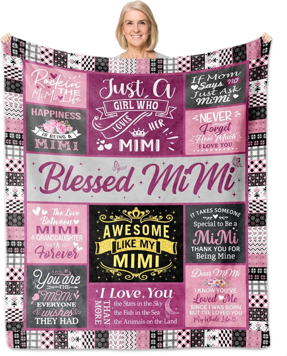 MiMi Gifts from Grandkids, MiMi Gifts Blanket, MiMi Birthday Gifts, Grandma Gifts from Granddaughter, Best MiMi Ever Gift, Grandma Gifts, MiMi Gifts for Mother's Day/Anniversary/Christmas