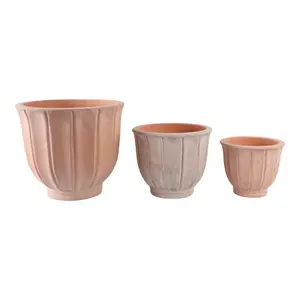 212 MAIN Terracotta Petal Planters - Set of 3 (9 in., 12 in., 15 in.) with Natural Look, Large Pots, Outdoor Use Options for Home & Garden, Planters For Outside, Large Planter Pots