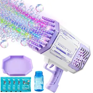 Bubble Machine with 69 Holes and Colorful Lights Bubble Maker Machine