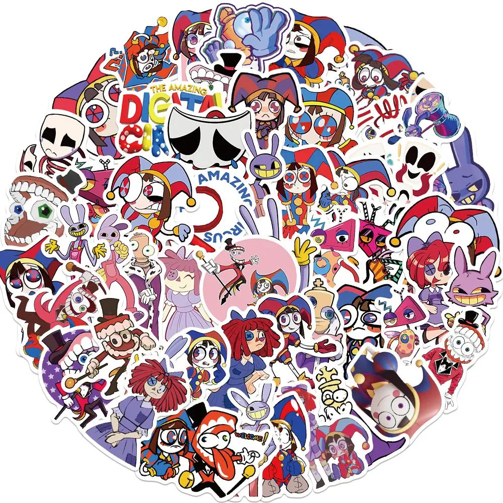 Cartoon Pattern Sticker, 56pcs/set Cute Cartoon Decals, DIY Decorative Sticker for Cellphone, Smartphone, Phone Case, Laptop, Guitar, Bag, Water Cup, Scrapbook