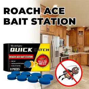 Roach Bait Station & Pest Control Kit, Non-Repellent Gel Killer, Roach Repellent Pouches & Bait Powder, Must-Have Home Hack for Indoor Roach Infestation, Effective for American & German Cockroaches, Domestic Dormitory Indoor Outdoor Use
