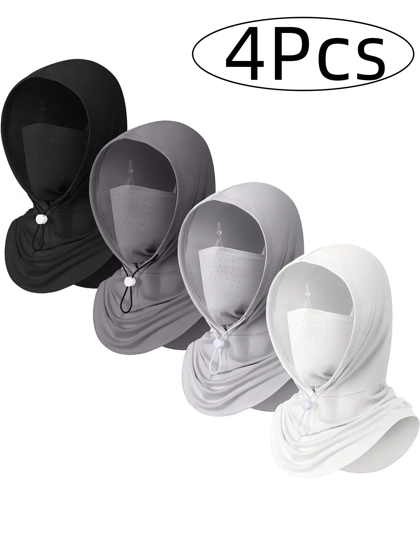 4-Pack UV-Protective Adjustable Breathable Wide-Brim Outdoor Sun Hats, Lightweight Sun Hat, Sports Outdoor Hats, Detachable Mesh Neck Cover, Unisex, Quick-Dry, Summer Accessories