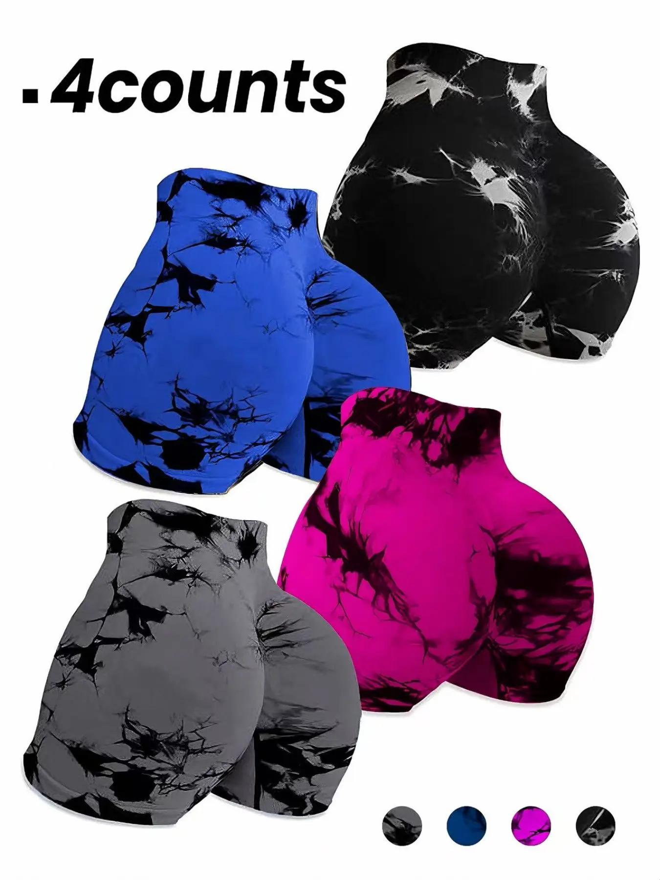 Women's Seamless Design Tie-Dye Shorts, Stretchy Shorts, Outdoor Activities & Yoga, Multi-Functional Comfort Fit, Suitable for Fitness Exercises
