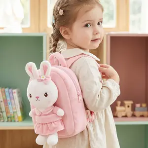 Gloveleya Detachable Christmas Plush Doll Backpack 9 Inch Rabbit Soft Doll Bag for Girls Cute Holiday Gift for Kids and Toddlers