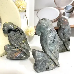 1 Count Labradorite Owl High Quality Hand-Carved Natural Crystal Statue Healing Stone Home Decoration From IG Crystal