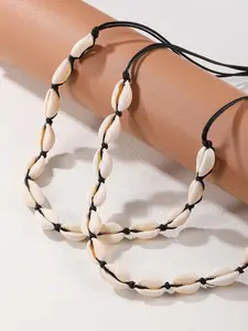 Handmade Hawaiian Style Casual Shell Shaped Pendant Necklace for Women, Boho Style Jewelry for Beach Party Vacation, Trendy All-match & Exquisite Jewelry for Birthday Gift, Modern Versatile Accessories