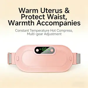 Portable Cordless Heating Belt for Period Cramps, Uterus & Waist Warmer, Multi-Gear Heat, Rechargeable, LED Display (Pink)